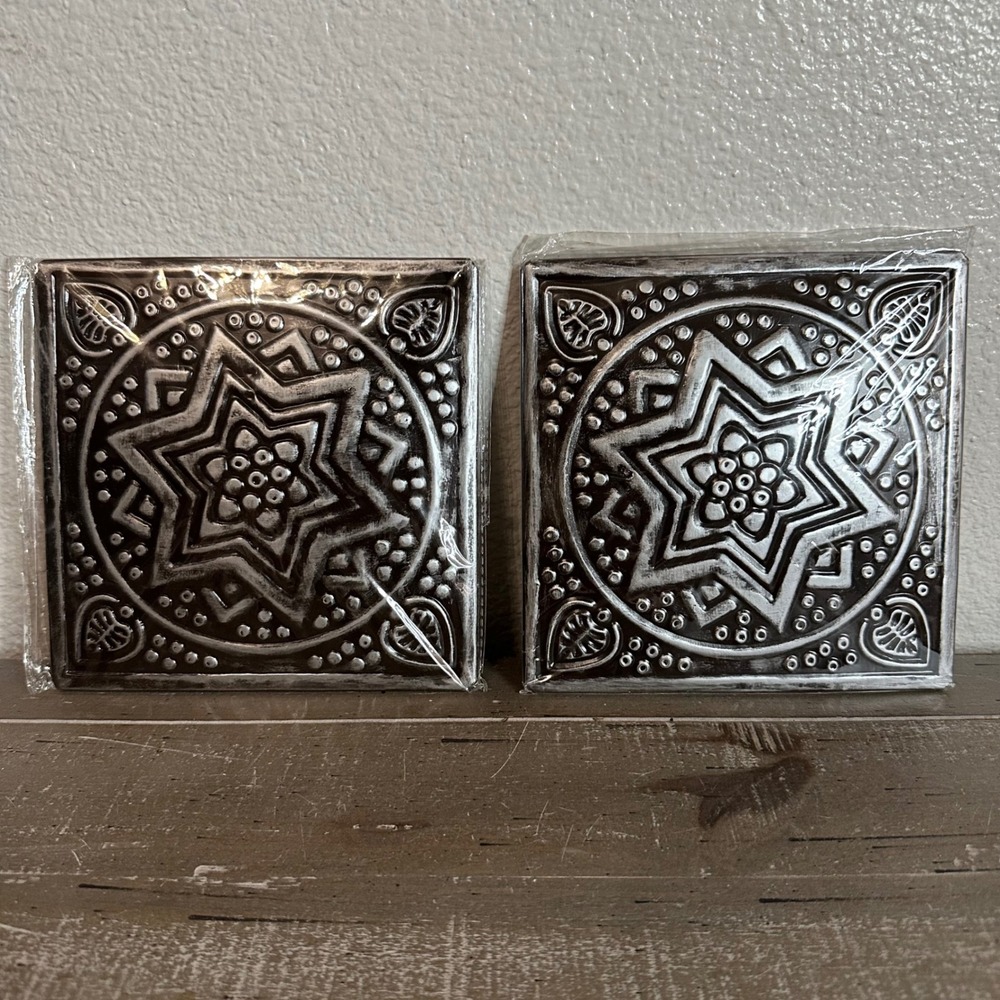Michaels Modern Floral‎ Wall Plaque Set of 2 Boho Rustic Farmhouse Decor NWT